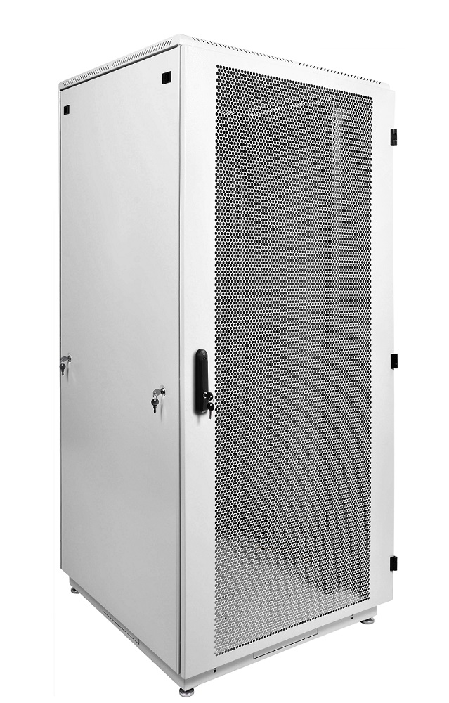 Шкаф телекоммуникационный напольный 42U (600 × 1000) дверь перфорированная 2 шт., цвет чёрный