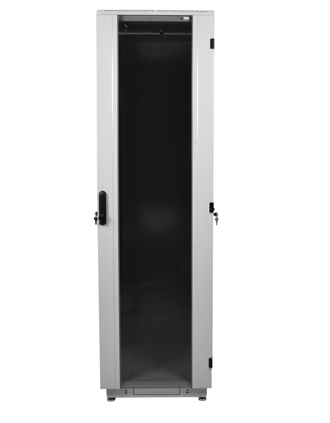 Шкаф телекоммуникационный напольный 42U (600 × 1000) дверь стекло, цвет чёрный
