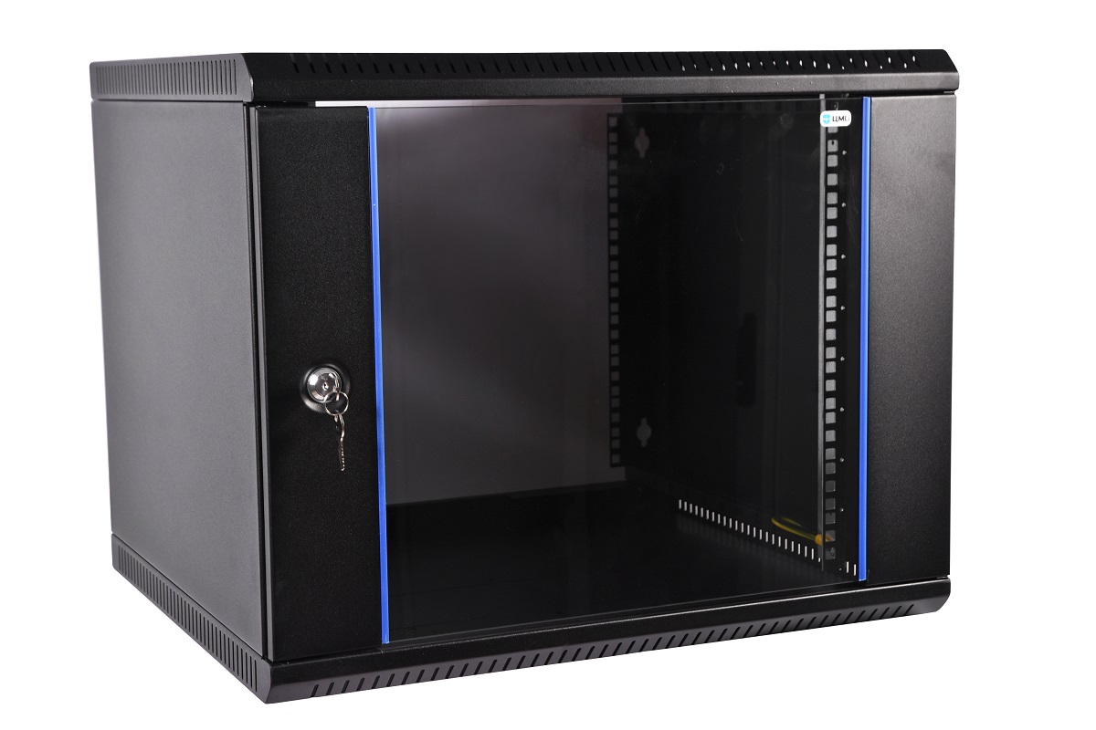 Шкаф телекоммуникационный настенный разборный 12U (600 × 350) дверь стекло, цвет черный