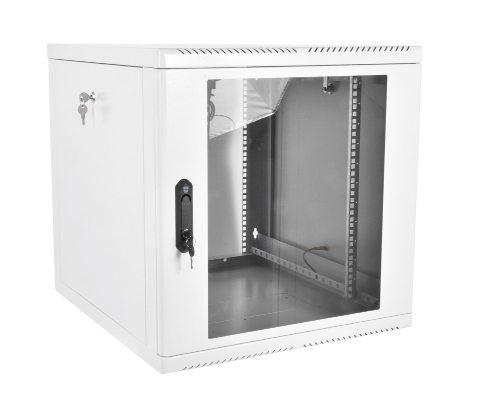 Шкаф телекоммуникационный настенный разборный 12U (600 × 520), съемные стенки, дверь стекло