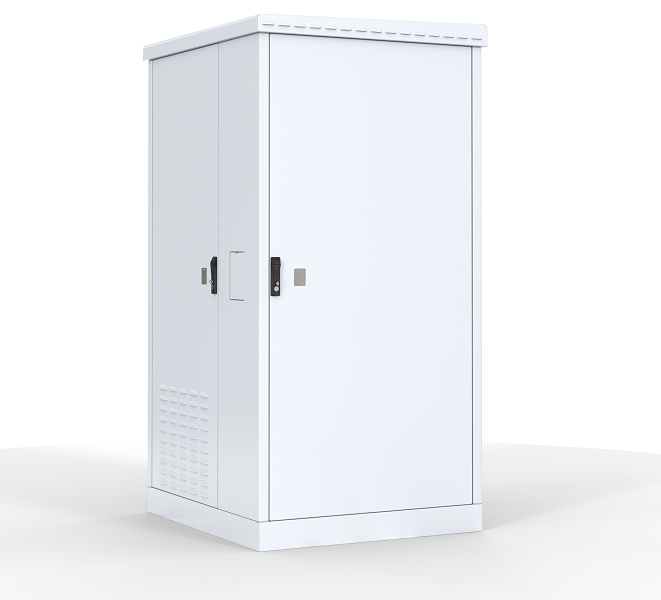 Шкаф уличный всепогодный напольный 12U (Ш1000 × Г600) с электроотсеком, три двери